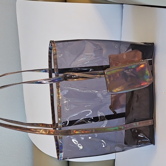 Jimmy Choo Gray and Silver Tote Bag Modern Design With Included Wallet - Picture 2 of 9